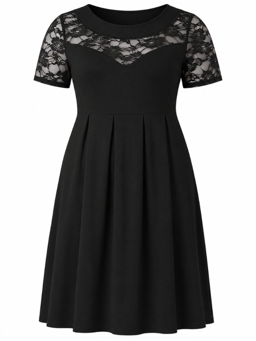Black Lace Sleeve Midi Dress